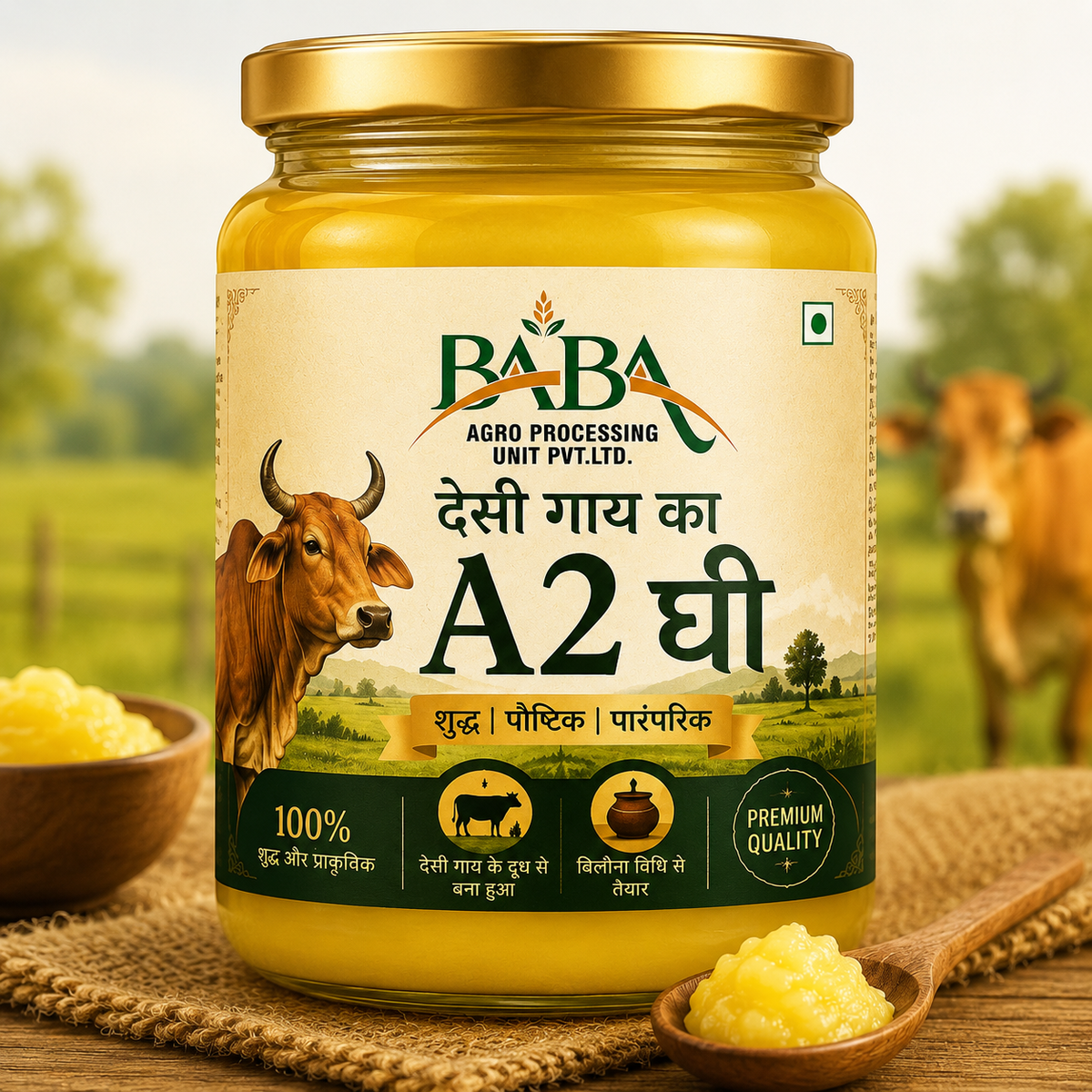 BABA Sudh A2 Ghee | Pure & Traditional Desi Ghee | Rich Aroma & Taste | Purity Guaranteed I 1000 ML