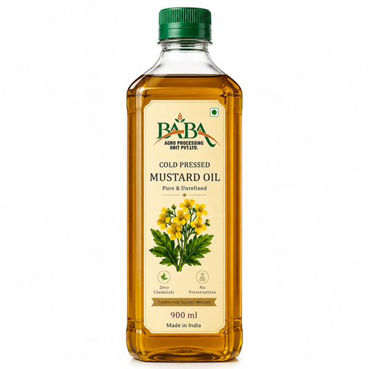 BABA Mustard Oil | Pure & Natural Kachi Ghani Oil | Strong Aroma | Purity Guaranteed I 990 ML